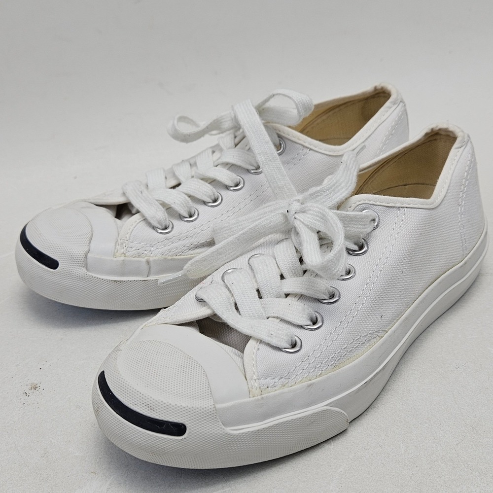 Converse Jack Purcell White Canvas Low Top Sneakers Womens 5 Youth 3.5 5Q698